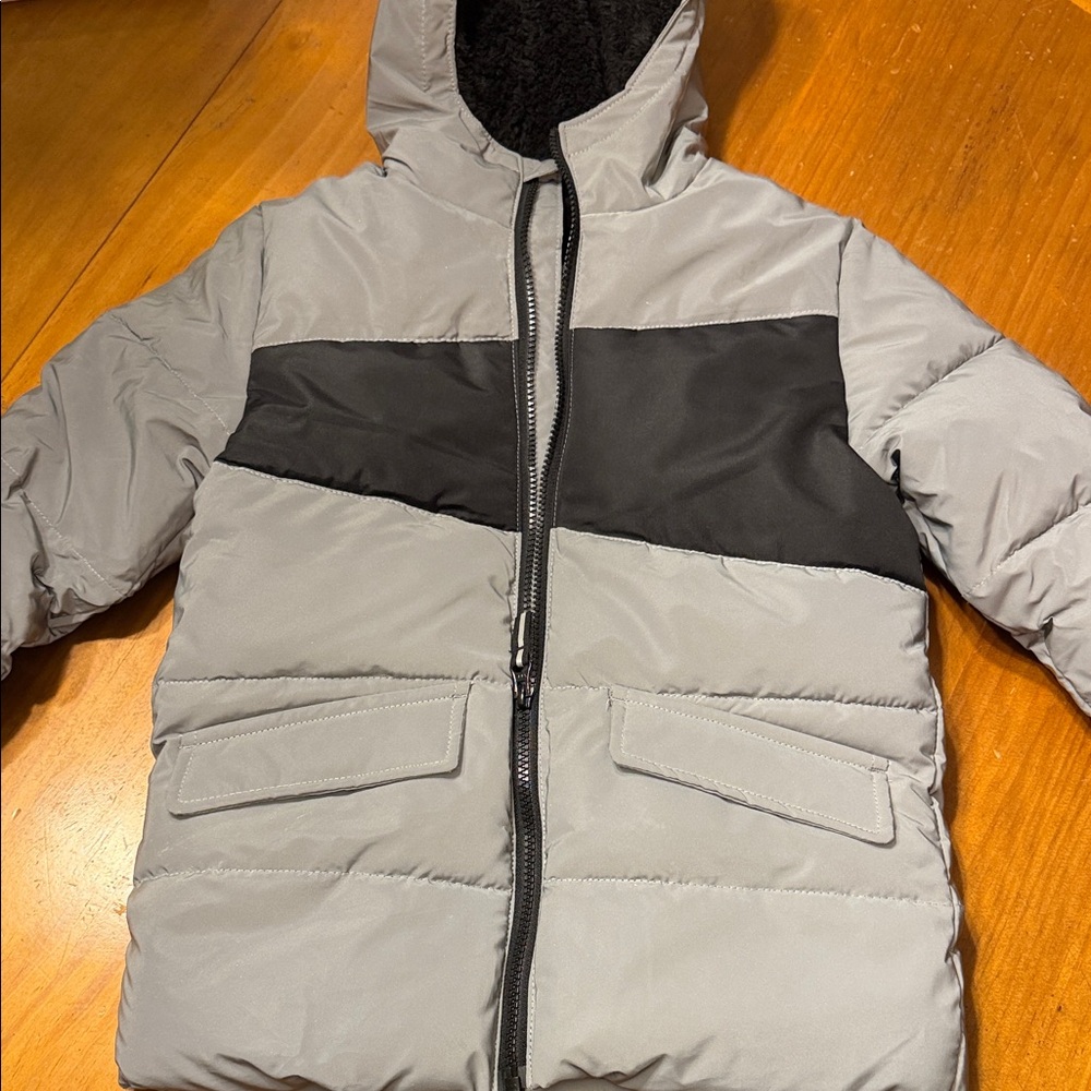 Kids Gray and Black Puffer Jacket